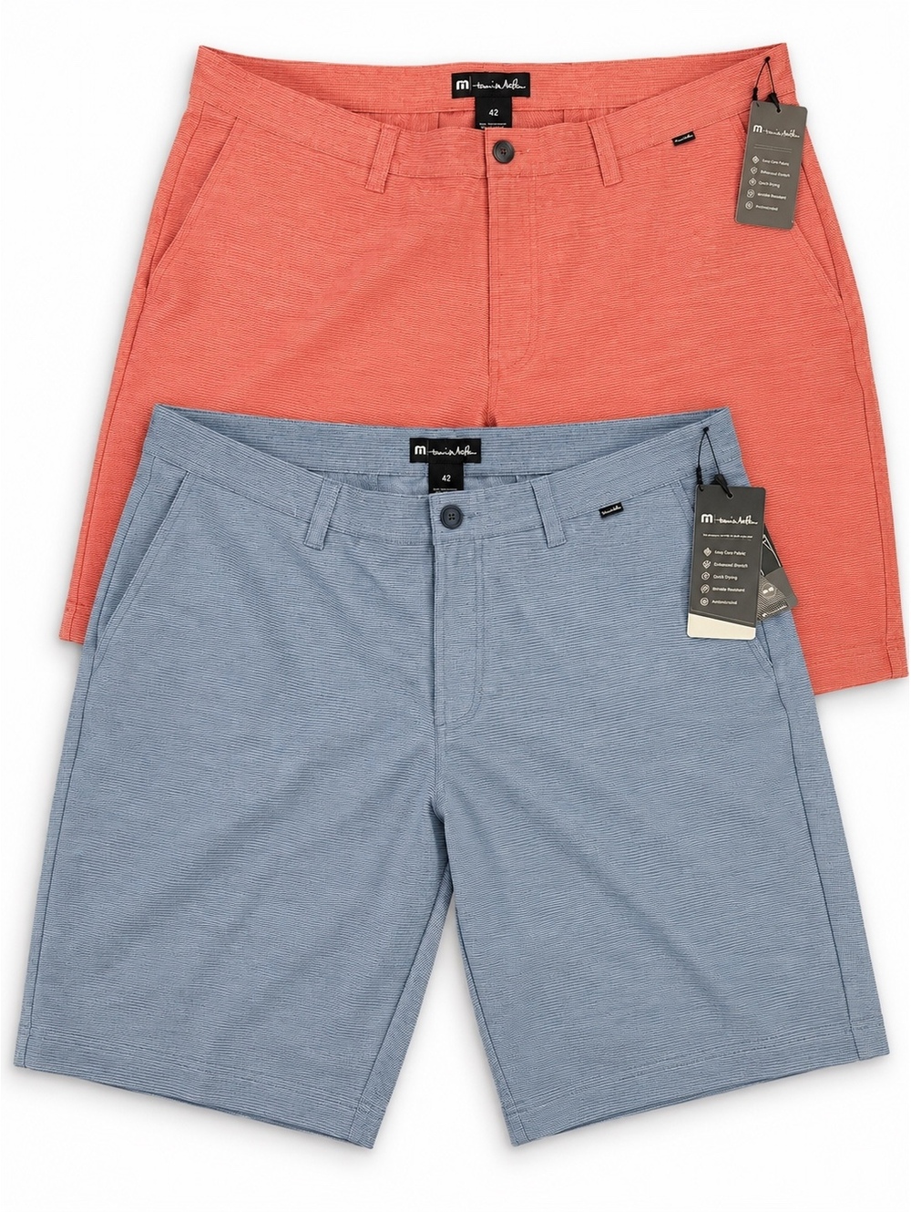 Set of 2 NWT Travis Mathew Sand Harbor Performance Shorts Salmon Blue Sz 42 Golf